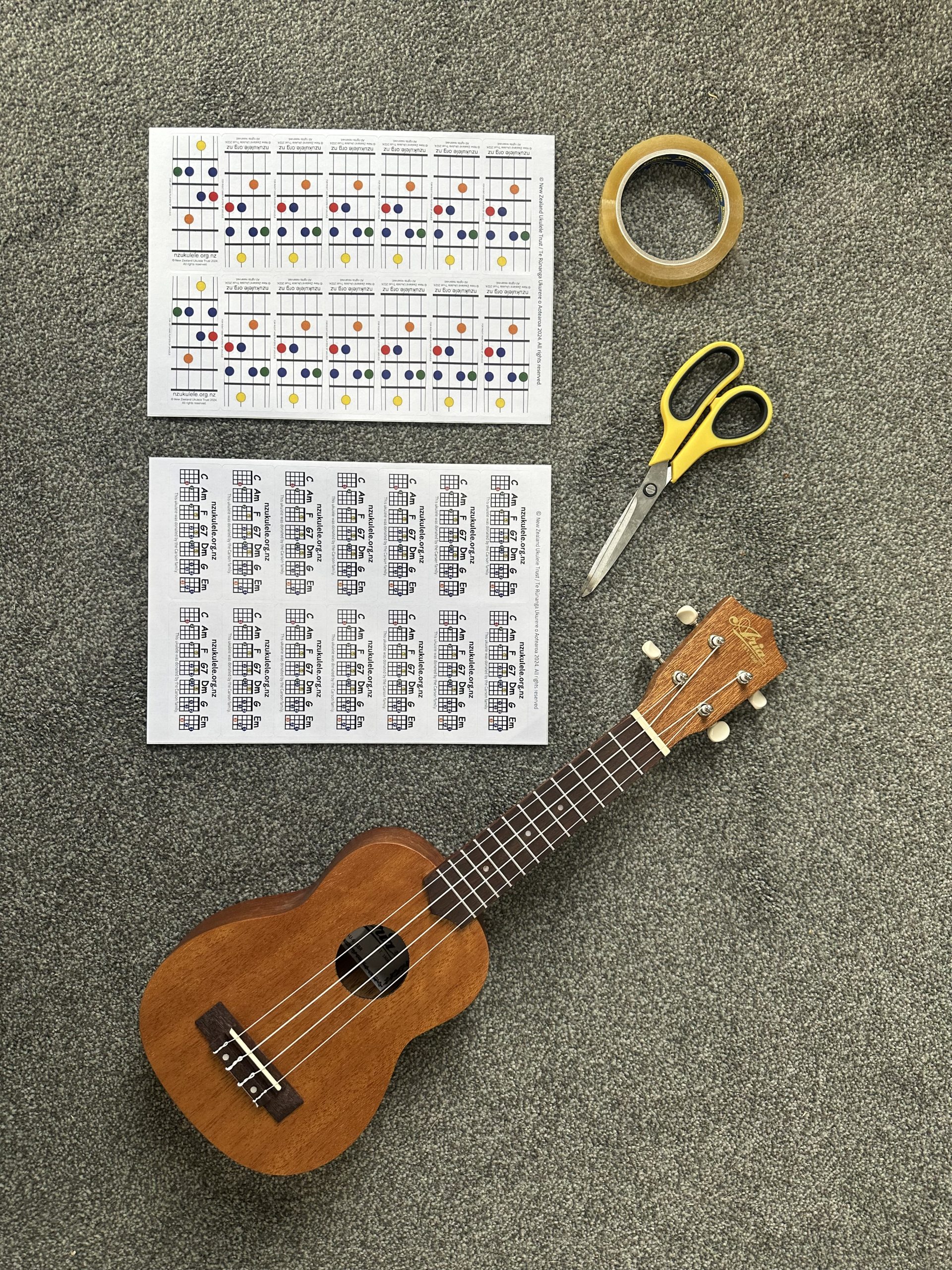 Nzut coloured dots system new zealand ukulele trust